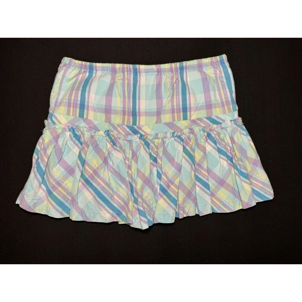 Y2K Justice Plaid Pleated Mini Skort Blue Sparkle Girls' 10 / 24